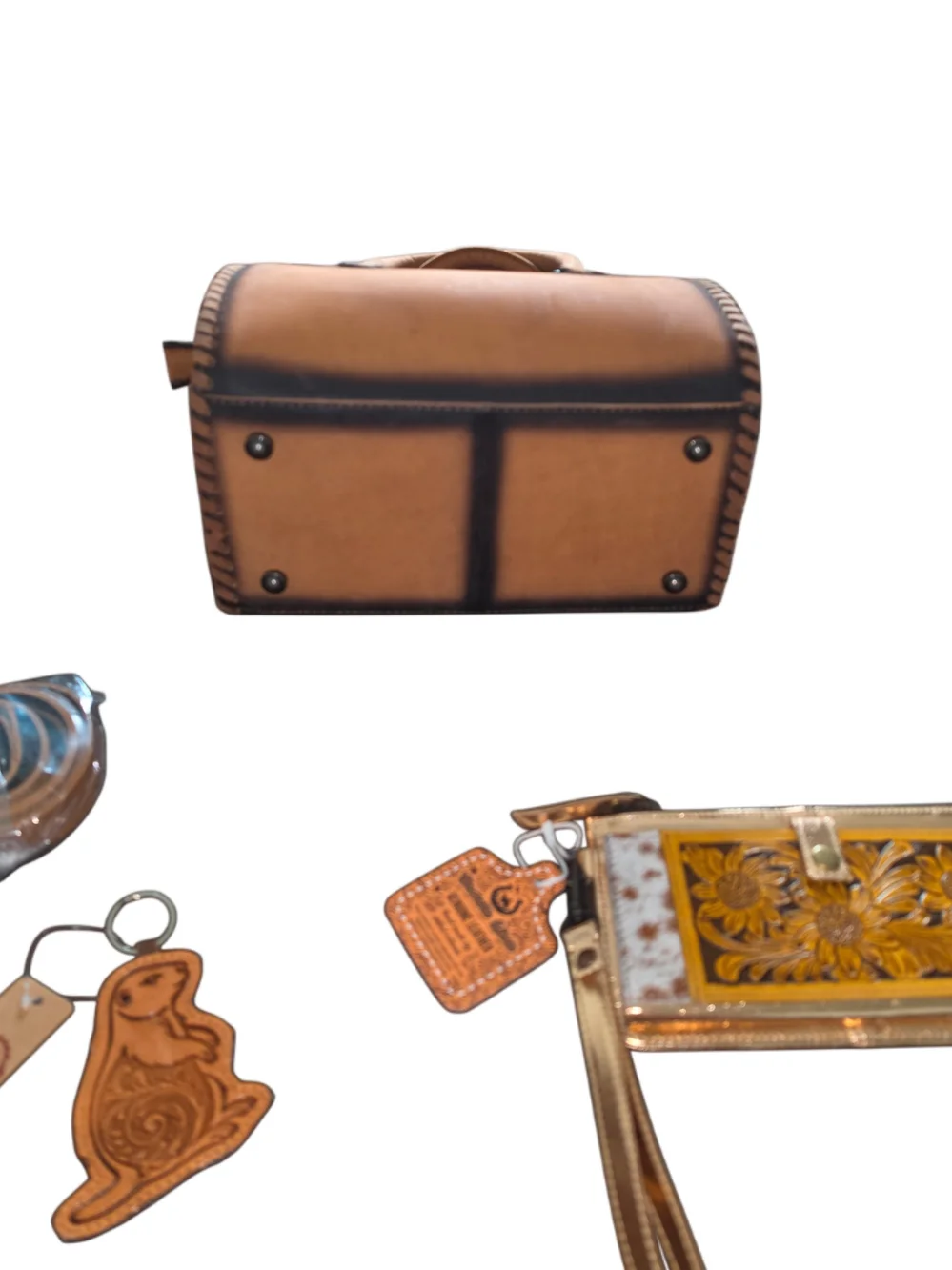Brand New - Lola Bella Tan Bundle: Medium Speedy with Floral Wallet & Keychain